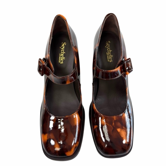 Seychelles Play Pretend Tortoise Brown Patent Mary Jane Pumps Size 8M - Picture 6 of 16